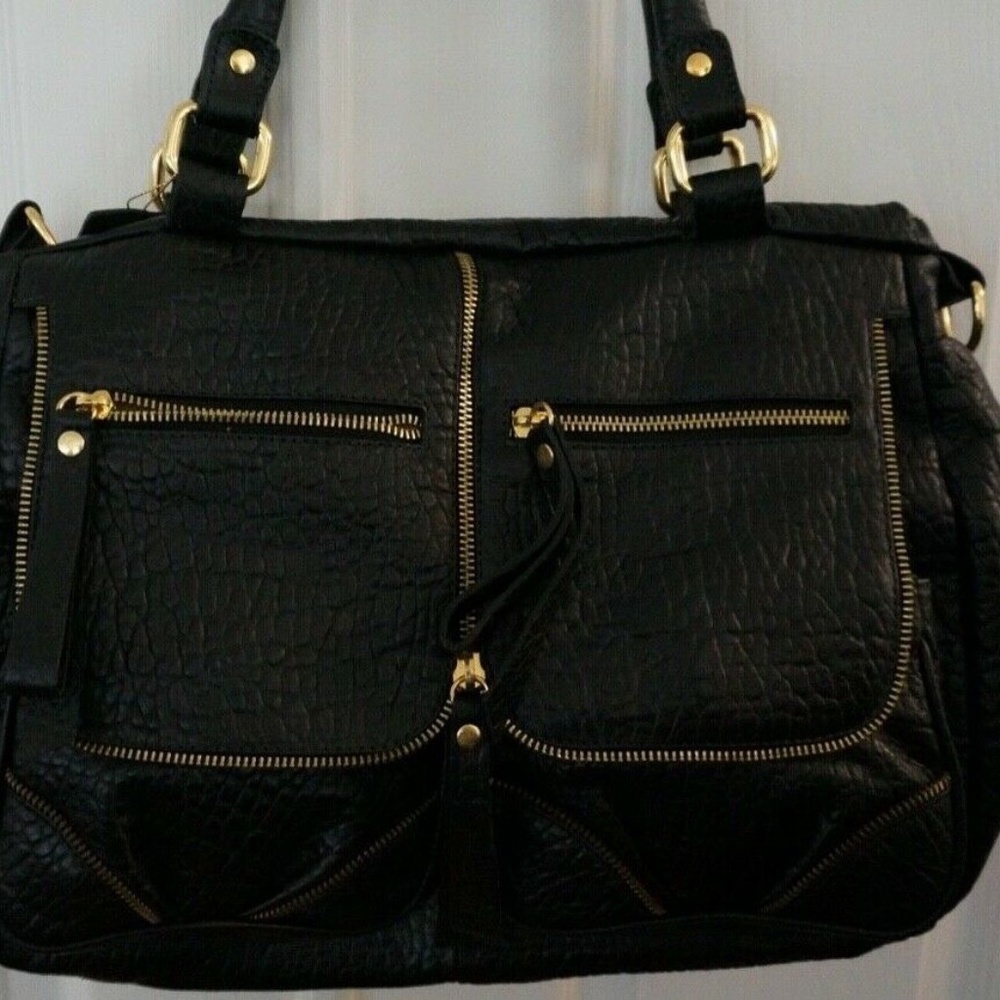 NWT Crizzapi Bolsas soft black leather handbag/tote/crossbody
